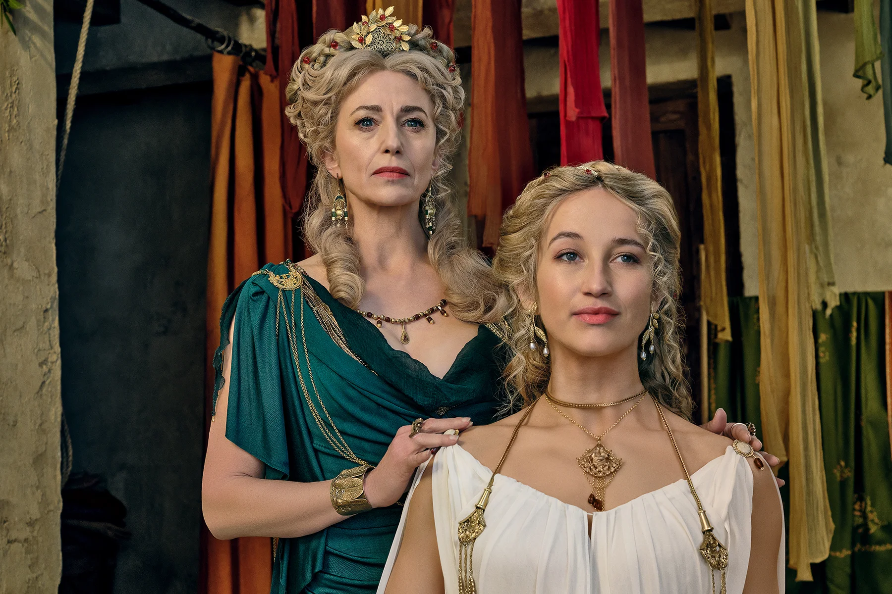 Spartacus_ House of Ashur_Left to Right_  Claudia Black (“Cossutia”) and India Shaw-Smith (“Viridia”)